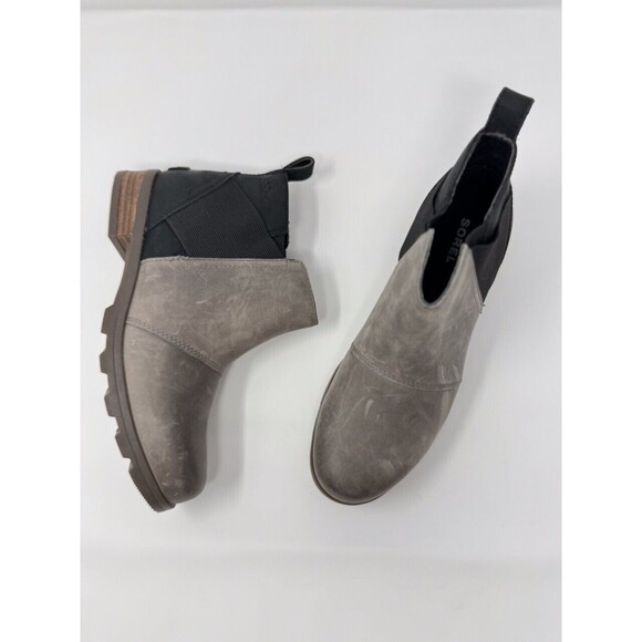 Sorel Boots Gray Leather Emelie Chelsea Ankle Bootie Pull On NL3719-052 US 8 - Picture 5 of 10